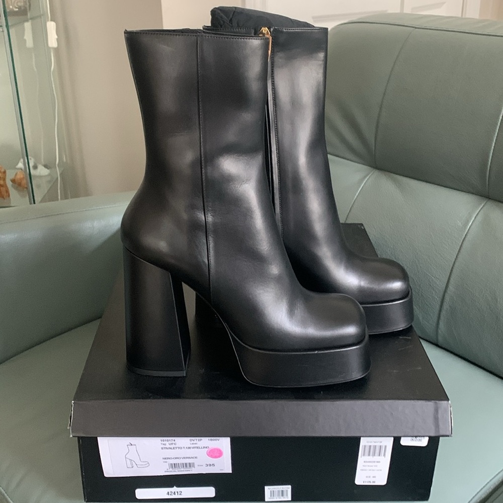 Versace Square Toe Platform Bootie